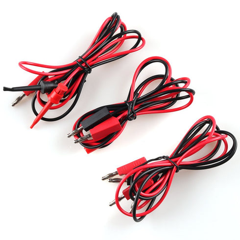 Multimeter Leads, Electrical Test Lead Kit - Banana to Alligator Clips, Banana to Banana Plugs, Banana to Plounger Mini Hooks Multimeter Leads Set(3 Pair)