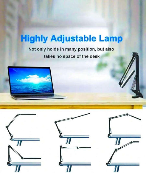 Generic Dimmable LED Desk Lamp with Swing Arm and Clip, USB Powered Eye-Care Light with Memory Function, Adjustable