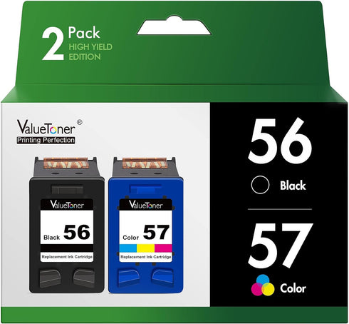 Valuetoner Remanufactured Ink Cartridges for HP 56 & 57 C9321BN C6656AN C6657AN for Deskjet & Photosmart Printers - 2