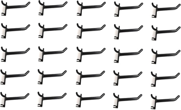 JSP Manufacturing 2" Plastic Pegboard Hooks, Black for Garage, Tools, Storage, Organization, and Crafts (25)