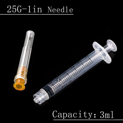 50 Pack 3ml 25Ga Plastic Dispensing Syringe Tool, Industrial Lab Consumables for Measuring Liquids