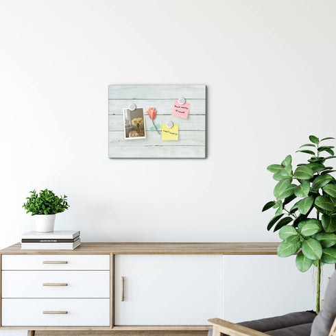 Wooden Planks Print Magnetic Surface Dry Erase Board, 12 x 16 Inches, Decorative Frameless White Board