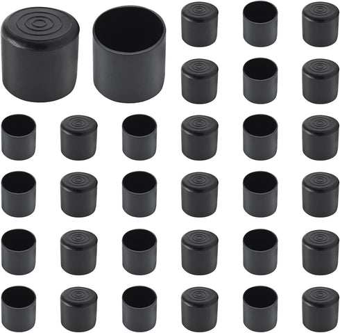 Auvotuis 32Pcs 1 Inch (25mm) Chair Leg Tips Caps, Round PVC Non-Slip Folding Chair Leg End Caps Black Small Furniture