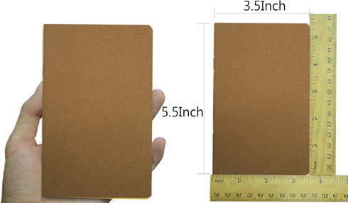 Yansanido 12 Pcs Brown Cover Pocket Notebook, 5.5 x 3.5 Inch, 32 Sheets (64 Pages), 8 mm Ruled (Pack of 12)