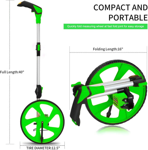 Zozen Distance Measuring Wheel in Feet, Collapsible with Backpack, Up to 10,000Ft, 12’’ Diameter Wheel