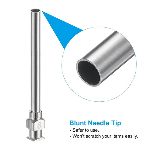 PATIKIL 8Ga x 1.5 Inch Stainless Steel Dispensing Needle Tips, 12Pcs Blunt Tips for Glue and Ink