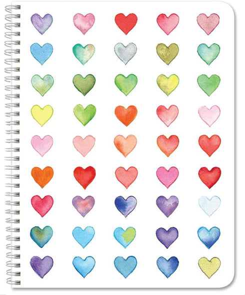 BookFactory Cute College Ruled Notebook, 100 Pages, Wire-O, 8.5" x 11", Cute Hearts Cover (JOU-100-7CW-PP(Hearts))