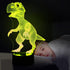 Wiscky 3D 7 Dinosaur Toys Night Light Lamp - Children Kids Gift for Boys, LED Colors Changing Lighting, Touch USB