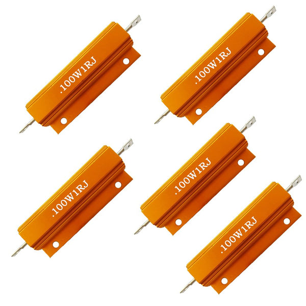 100W Shell Power Aluminum Housed Case Wirewound Resistor Set of 5, 1R Ohm