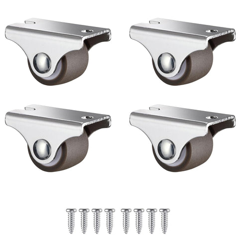 Mini Fixed Caster Wheels 1 Inch, Low Profile Small Casters with Screws for Furniture Rolling Cabinet Sliding Door