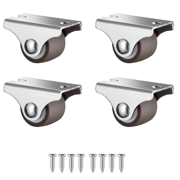 Mini Fixed Caster Wheels 1 Inch, Low Profile Small Casters with Screws for Furniture Rolling Cabinet Sliding Door