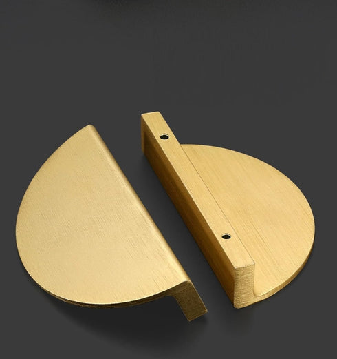PILYON 2 Pack 64mm Drawer Knobs Chinese Retro Wardrobe Door Handle Semi-Circular Brass Cabinet Drawer Bedside Table