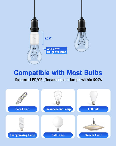 Wifi(2.4G RF433 E26 E27 Bulb Remote Control Light Socket with Only), Smart WiFi & Bluetooth & Light Adapter & Wireless