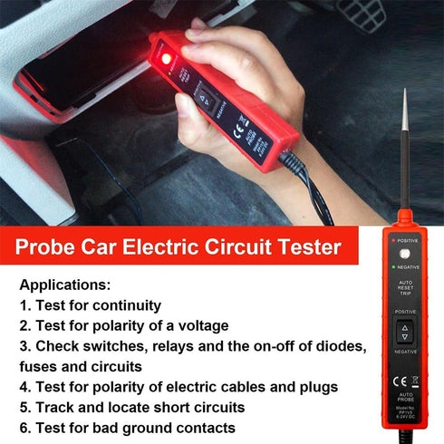 Svzadipe 16Ft 6-24V Automotive Power Circuit Tester with Test Lead DC LED Light Tester Fuse Tester Electric Light Test