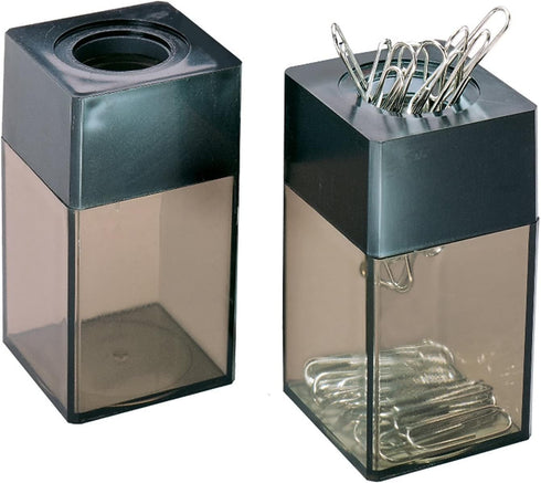 Charles Leonard Transparent Paper Clip Dispenser, Small, Black and Smoke