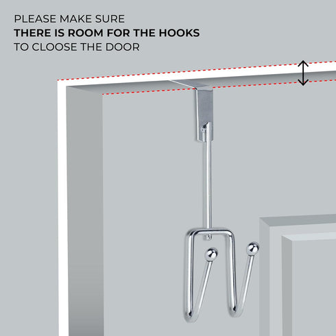 DecorRack 2 Pack Chrome Over The Door Hooks, Heavy-Duty Hanging Storage Hook Rack, Stylish Design