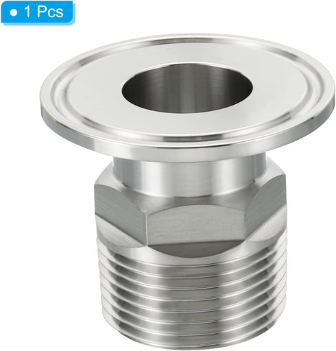 1.5 Inch 1" 304 50.5mm PATIKIL TC Tri Clamps Adaptor, Tri-Clover Fittings to NPT Male Sanitary Thread Adaptor Hexagonal