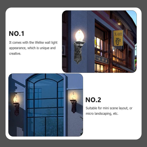 1:12 5pcs Set, Yardwe Miniature Scene Lights - Vintage DIY Scale LED Wall Sconces, Outdoor & Indoor Use