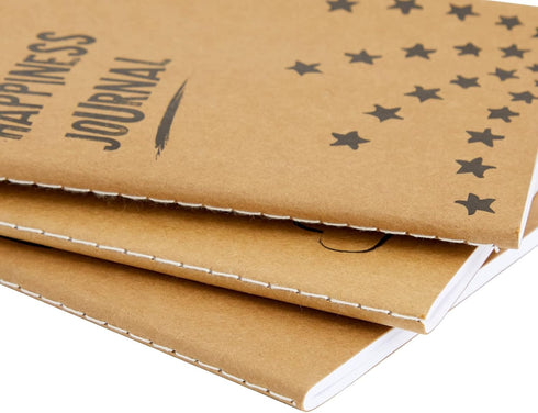 Paper Junkie 24 Pack Journals for Kids, Let's Be Happy Journals Bulk, Kraft Paper Notebooks, 80 Lined Pages