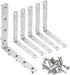 HARFINGTON 6pcs L-Shaped Corner Bracket 4.9" x 4.9" x 0.8" Stainless Steel