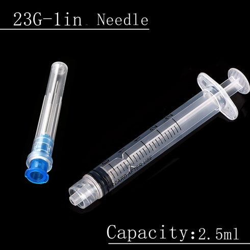 50 Pack - 2.5ml 23Ga Plastic Dispensing Syringe Tool, Industrial and Scientific Lab Consumables for Measuring
