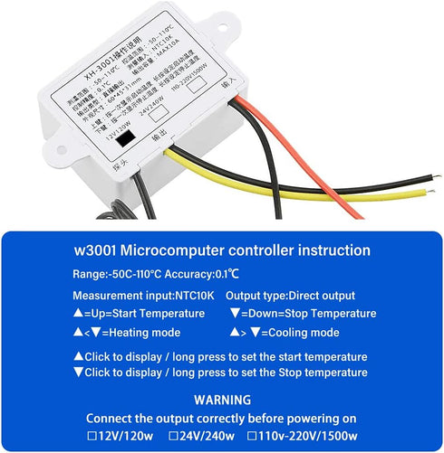 XINGYHENG XH-W3001 DC 12V 10A Microcomputer Digital Temperature Controller, Digital Display Thermostat Switch
