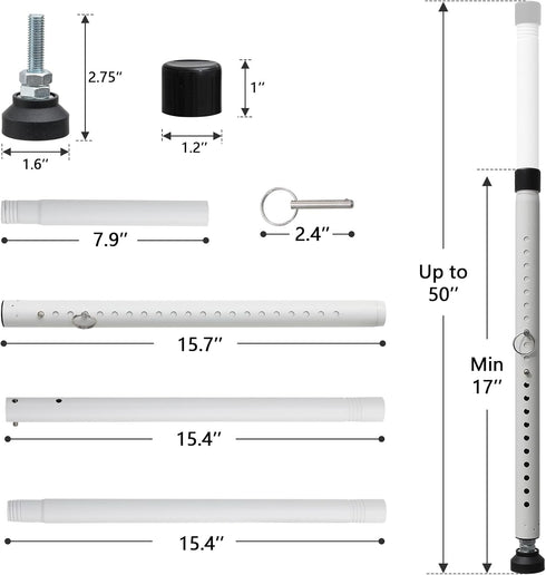Bar17-50 inch BeBecome Sliding Door Security Adjustable Patio Door Security bar with Rubber Tips Apartment Bedroom