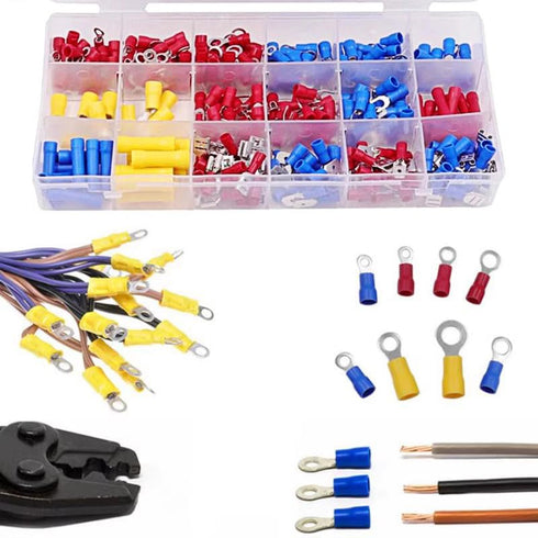 300 Insulated Electrical Connectors Kit PCS Crimp Terminal Assortment (Butt, Ring, Spade, Quick Disconnect)