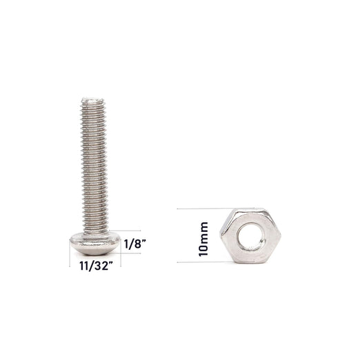 binifiMux 110pcs Assortment Kit, 10-32 Pan Phillips Screws, Hex Nuts, Flat Washers, 304 Stainless Steel, 1/4" 5/16"