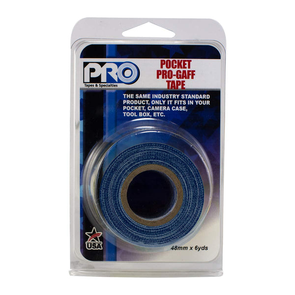 Pro Tapes Pocket Gaff Tape 2 Inch (48mm) x 6 Yards, Blue Matte, Pocket Size Gaffers Tape, Made in The USA