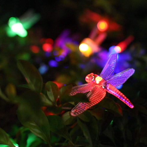 25.6FT 30 8 Dragonfly Solar String Lights Outdoor LED Waterproof Solar Powered Fairy Lights, Modes Decorative Lights