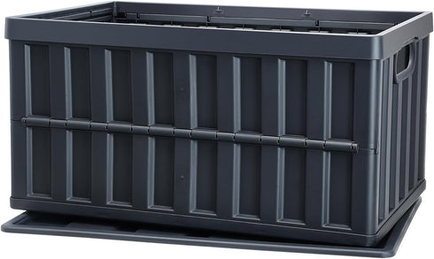65L 3 Packs, VEVOR Collapsible Storage Bins with Lids Stackable Utility Crates with Handles, Large Folding Containers