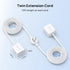 TROND 10ft 3 3 16 Split Extension Cord Power Strip, Twin on Each Side, Low-Profile Flat Plug, Dual Outlet Extender
