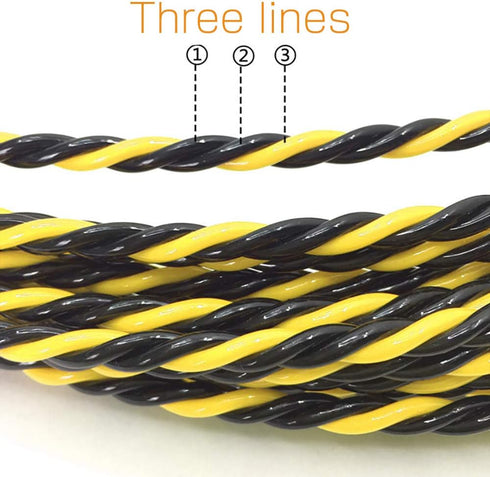 49FT Fish Tape Wire Fishing Tools, 6.0mm Diameter 3 Wires Twisted with Guide Spring, Black and Yellow 15m