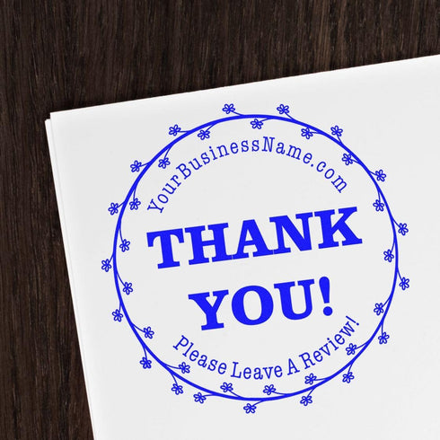 Custom Thank You Stamp with Elegant Blossom Ring Design | Pre-Inked Business