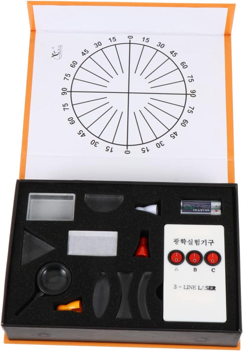 Ciieeo 17-Piece Optical Experiment Kit Concave Convex Lens Set Prism and Mirror