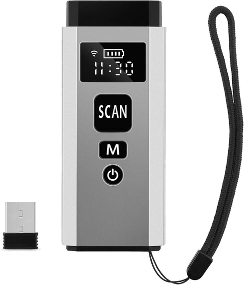 Mini Bluetooth Barcode Scanner, 1D 2D Reader, 3 in 1 Connection Portable QR Code Scanner with TFT Screen for POS