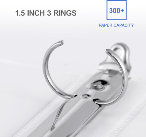 ViVin 1.5 Inch Round Ring View Binder, 300-Sheet Capacity, Basic 3 Ring Binder for 8.5" x 11" Paper, 6-Pack (White)