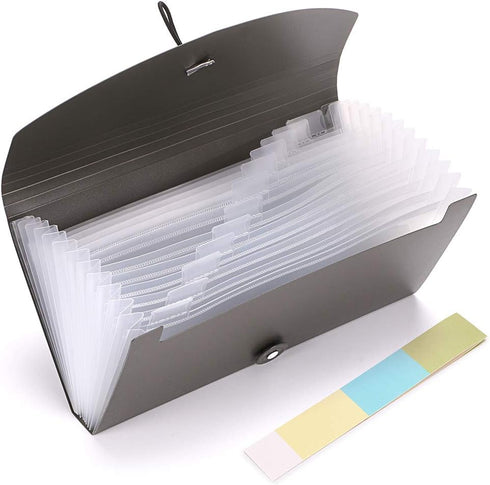 BTSKY Expanding File Folder, 13 Pockets Small Accordion File Folder, Expandable Card Ticket Holder, New Grey