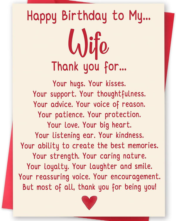 BENNLOOS Funny Birthday Card for Wife, Romantic Birthday Card from Husband, Sweet Wife