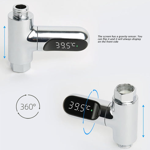 Hamwesh 360 Shower Thermometer, LED Digital Display Rotating Screen Instant Read Water Temperature Gauge