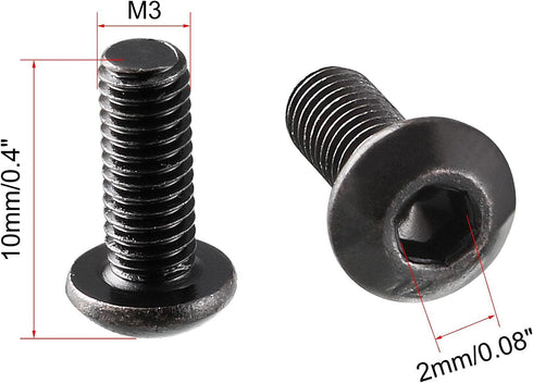 uxcell M3x8mm Thread Button Head Hex Socket Cap Screw Bolt, 100pcs