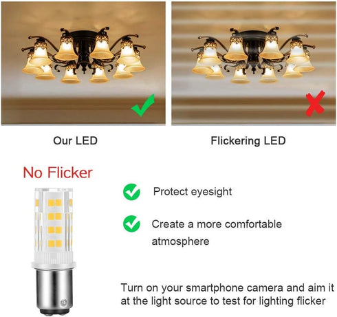 2-Pack Sewing Machine Light Bulb, Double Contact Warm White 2700-3000K, 15T7DC Base Replacement for Singer/Kenmore