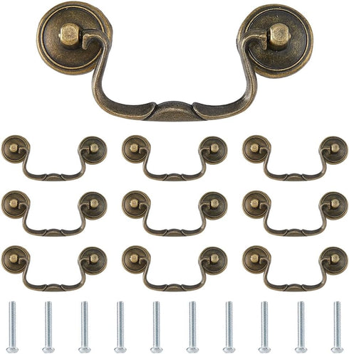 SUPERFINDINGS 10 Sets Vintage Bail Pull Handles 34x92x8.5mm Antique Bronze Furniture Hardware