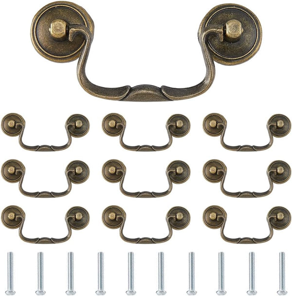 SUPERFINDINGS 10 Sets Vintage Bail Pull Handles 34x92x8.5mm Antique Bronze Furniture Hardware