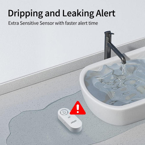 eMylo WiFi Water Sensor, 120dB Water Leak Detector Alarm with Realtime App Notification for Home, Kitchen, Bathroom
