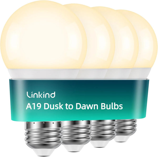 Linkind Dusk to Dawn Light Bulbs Outdoor, A19 Sensor Led Bulbs Automatic