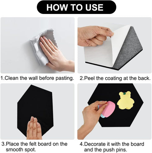 Vuzvuv 6 Pcs Black Hexagon Cork Board Strips, Self-Adhesive Bulletin Board with 50 Pushpins for Home Office
