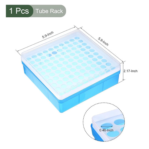 YOKIVE Tube Rack, Polypropylene Test Tube Rack Holder | Great for 1.5ml, 2ml Lab Test Tube(Blue, 100-Sockets)