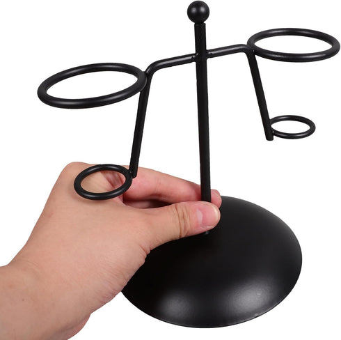 2-slot DOITOOL Ice Cream Cone Holder Stand, Iron Ice Cream Display Rack with Base, Black Egg Cone Holder for Dessert
